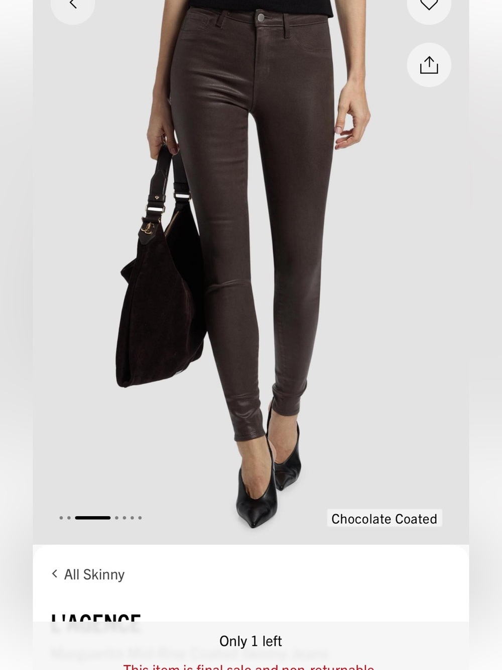 L'AGENCE Chocolate Coated Skinny Jeans